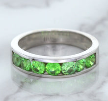 Load image into Gallery viewer, 1.28ctw Round Demantoid Garnet Ring in 18K White Gold