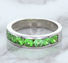 Load image into Gallery viewer, 1.28ctw Round Demantoid Garnet Ring in 18K White Gold