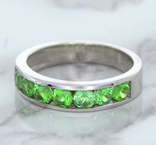 Load image into Gallery viewer, 1.28ctw Round Demantoid Garnet Ring in 18K White Gold