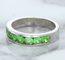 Load image into Gallery viewer, 1.28ctw Round Demantoid Garnet Ring in 18K White Gold