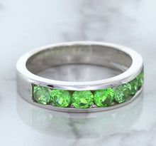 Load image into Gallery viewer, 1.28ctw Round Demantoid Garnet Ring in 18K White Gold