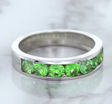 Load image into Gallery viewer, 1.28ctw Round Demantoid Garnet Ring in 18K White Gold