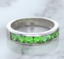 Load image into Gallery viewer, 1.28ctw Round Demantoid Garnet Ring in 18K White Gold