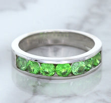 Load image into Gallery viewer, 1.28ctw Round Demantoid Garnet Ring in 18K White Gold