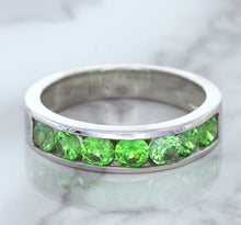 Load image into Gallery viewer, 1.28ctw Round Demantoid Garnet Ring in 18K White Gold
