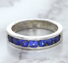 Load image into Gallery viewer, 1.22ctw Round Blue Sapphire Ring in 18K White Gold