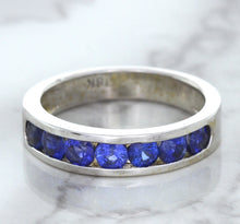 Load image into Gallery viewer, 1.22ctw Round Blue Sapphire Ring in 18K White Gold