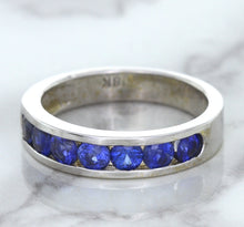 Load image into Gallery viewer, 1.22ctw Round Blue Sapphire Ring in 18K White Gold