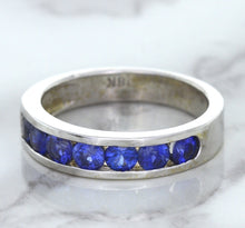 Load image into Gallery viewer, 1.22ctw Round Blue Sapphire Ring in 18K White Gold