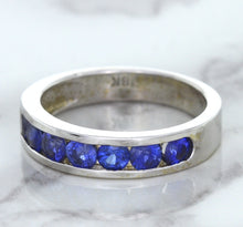 Load image into Gallery viewer, 1.22ctw Round Blue Sapphire Ring in 18K White Gold