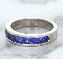 Load image into Gallery viewer, 1.22ctw Round Blue Sapphire Ring in 18K White Gold