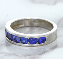 Load image into Gallery viewer, 1.22ctw Round Blue Sapphire Ring in 18K White Gold