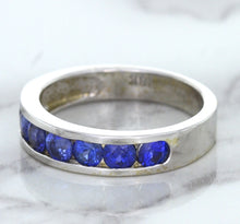 Load image into Gallery viewer, 1.22ctw Round Blue Sapphire Ring in 18K White Gold