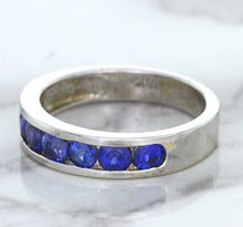 Load image into Gallery viewer, 1.22ctw Round Blue Sapphire Ring in 18K White Gold