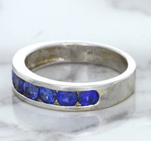Load image into Gallery viewer, 1.22ctw Round Blue Sapphire Ring in 18K White Gold