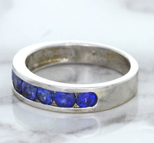 Load image into Gallery viewer, 1.22ctw Round Blue Sapphire Ring in 18K White Gold