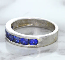 Load image into Gallery viewer, 1.22ctw Round Blue Sapphire Ring in 18K White Gold