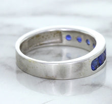 Load image into Gallery viewer, 1.22ctw Round Blue Sapphire Ring in 18K White Gold