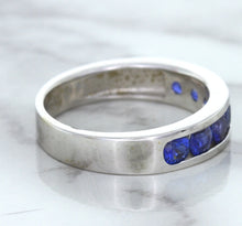 Load image into Gallery viewer, 1.22ctw Round Blue Sapphire Ring in 18K White Gold