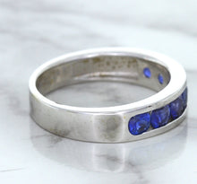 Load image into Gallery viewer, 1.22ctw Round Blue Sapphire Ring in 18K White Gold
