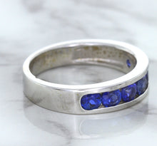 Load image into Gallery viewer, 1.22ctw Round Blue Sapphire Ring in 18K White Gold