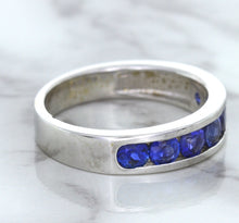 Load image into Gallery viewer, 1.22ctw Round Blue Sapphire Ring in 18K White Gold