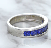 Load image into Gallery viewer, 1.22ctw Round Blue Sapphire Ring in 18K White Gold