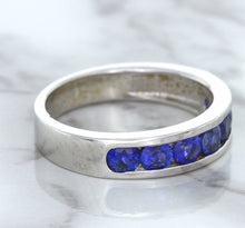 Load image into Gallery viewer, 1.22ctw Round Blue Sapphire Ring in 18K White Gold