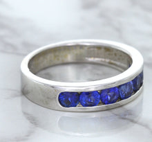 Load image into Gallery viewer, 1.22ctw Round Blue Sapphire Ring in 18K White Gold