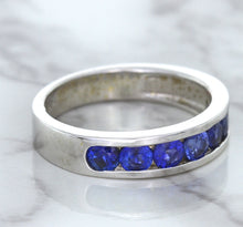 Load image into Gallery viewer, 1.22ctw Round Blue Sapphire Ring in 18K White Gold