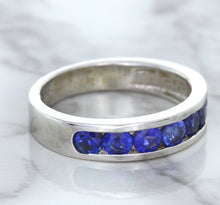 Load image into Gallery viewer, 1.22ctw Round Blue Sapphire Ring in 18K White Gold