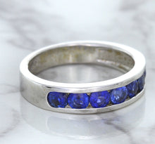 Load image into Gallery viewer, 1.22ctw Round Blue Sapphire Ring in 18K White Gold