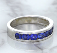 Load image into Gallery viewer, 1.22ctw Round Blue Sapphire Ring in 18K White Gold