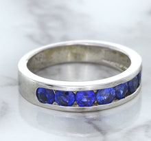 Load image into Gallery viewer, 1.22ctw Round Blue Sapphire Ring in 18K White Gold