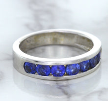 Load image into Gallery viewer, 1.22ctw Round Blue Sapphire Ring in 18K White Gold