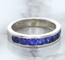 Load image into Gallery viewer, 1.22ctw Round Blue Sapphire Ring in 18K White Gold