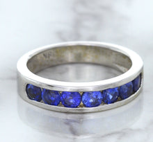 Load image into Gallery viewer, 1.22ctw Round Blue Sapphire Ring in 18K White Gold