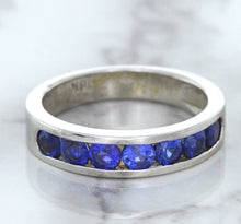 Load image into Gallery viewer, 1.22ctw Round Blue Sapphire Ring in 18K White Gold