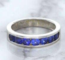 Load image into Gallery viewer, 1.22ctw Round Blue Sapphire Ring in 18K White Gold