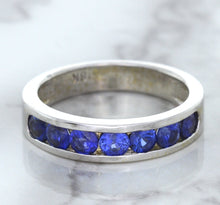 Load image into Gallery viewer, 1.22ctw Round Blue Sapphire Ring in 18K White Gold