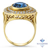 4.23ct Oval Blue Spinel Ring with Double Diamond Halo in 14K Yellow Gold