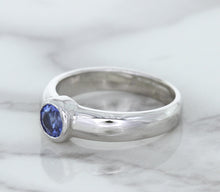 Load image into Gallery viewer, 0.74ct Round Blue Sapphire Ring in 14K White Gold