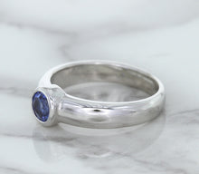 Load image into Gallery viewer, 0.74ct Round Blue Sapphire Ring in 14K White Gold