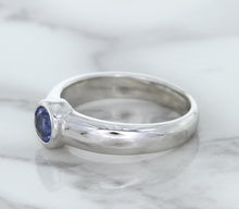 Load image into Gallery viewer, 0.74ct Round Blue Sapphire Ring in 14K White Gold