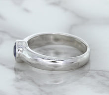 Load image into Gallery viewer, 0.74ct Round Blue Sapphire Ring in 14K White Gold