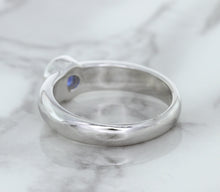 Load image into Gallery viewer, 0.74ct Round Blue Sapphire Ring in 14K White Gold