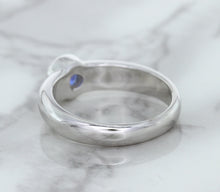 Load image into Gallery viewer, 0.74ct Round Blue Sapphire Ring in 14K White Gold