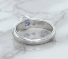 Load image into Gallery viewer, 0.74ct Round Blue Sapphire Ring in 14K White Gold