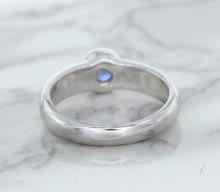 Load image into Gallery viewer, 0.74ct Round Blue Sapphire Ring in 14K White Gold