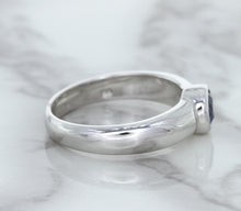 Load image into Gallery viewer, 0.74ct Round Blue Sapphire Ring in 14K White Gold